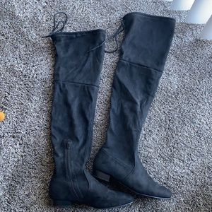 Over The Knee Black Suede Boots